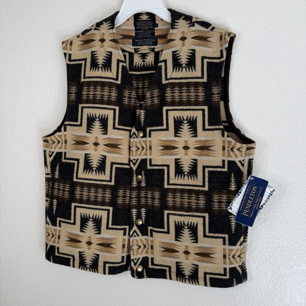 Pendleton Harding Aztec Wool Vest Sz LARGE High Grade Western Wear Made USA NWT - Picture 2 of 13